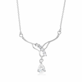 Sterling Silver Zirconia Fancy Pendant On Chain