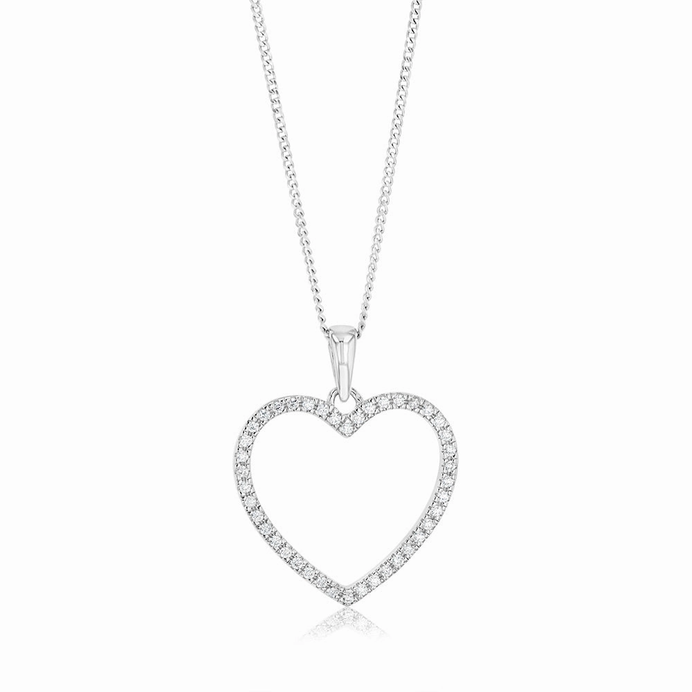 Sterling Silver Zirconia Open Heart Pendant