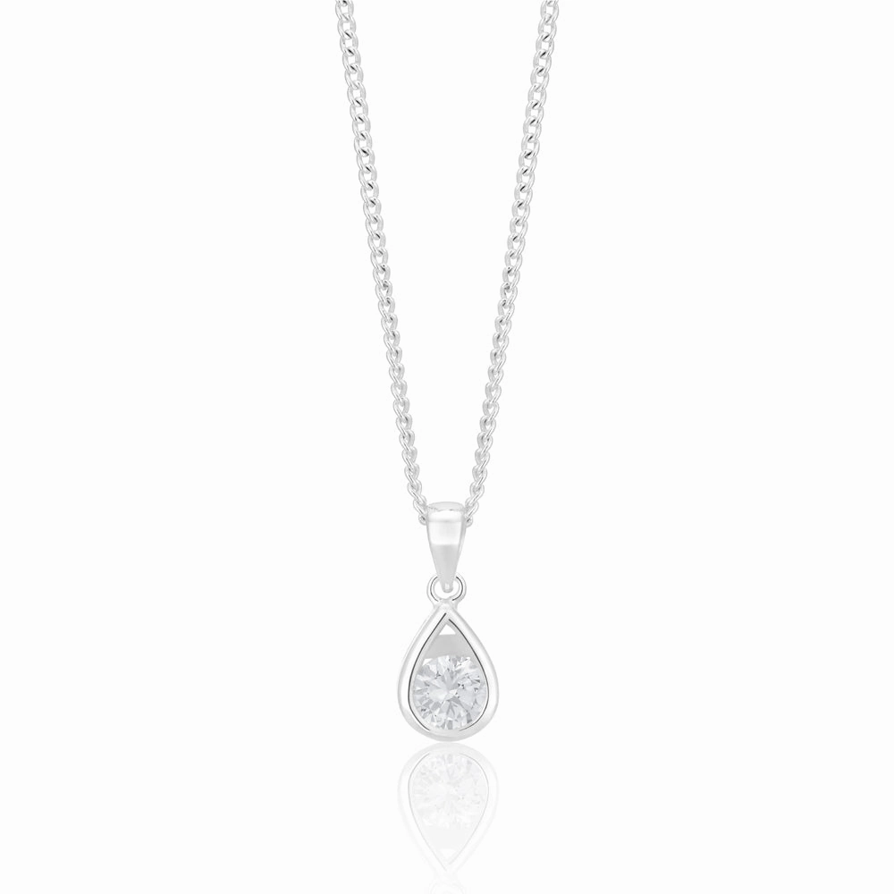 Sterling Silver Zirconia Teardrop Pendant