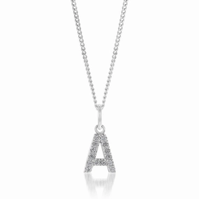 Sterling SilverCubic Zirconia Initial "A" Pendant