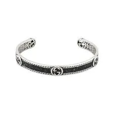 STSLVR GUCCI BLACK ENAMEL INTERLOCKING G BRACELET