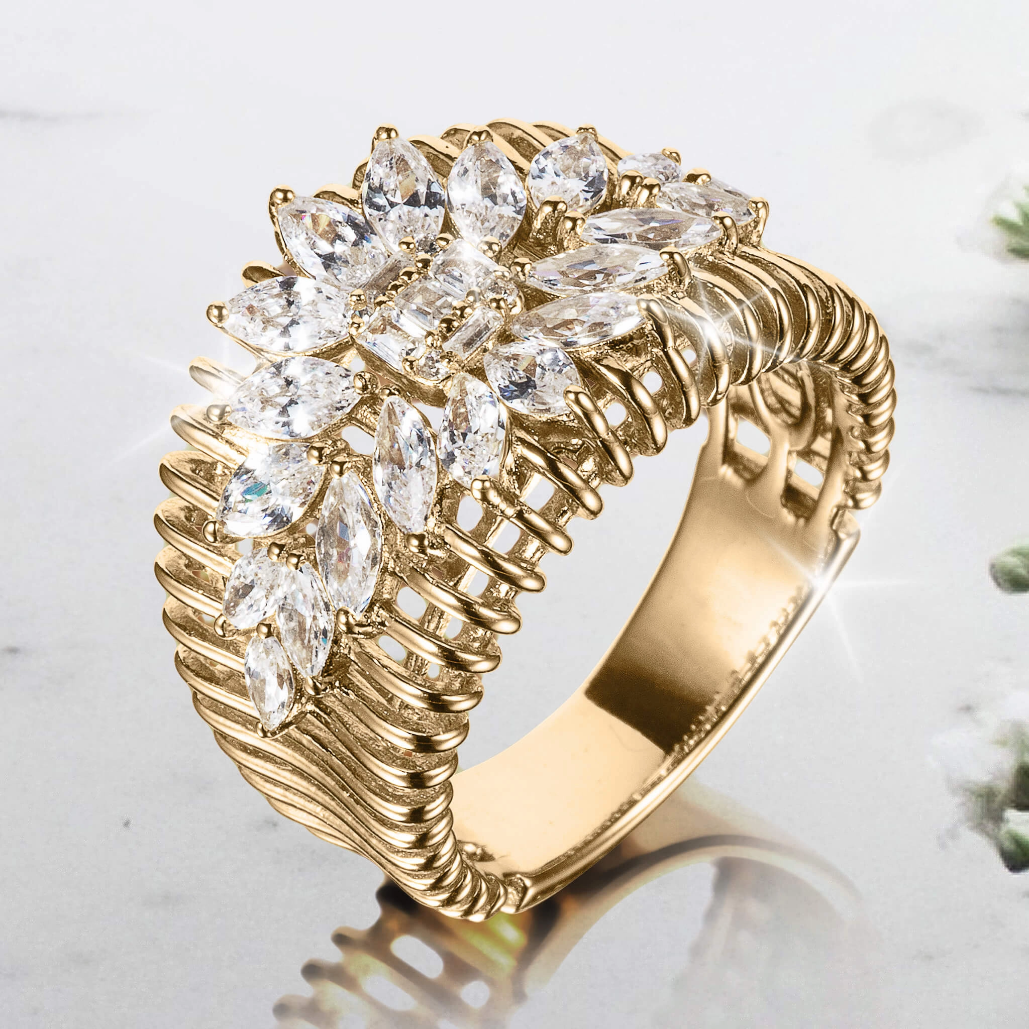 Sunburst Marquise Ladies Ring