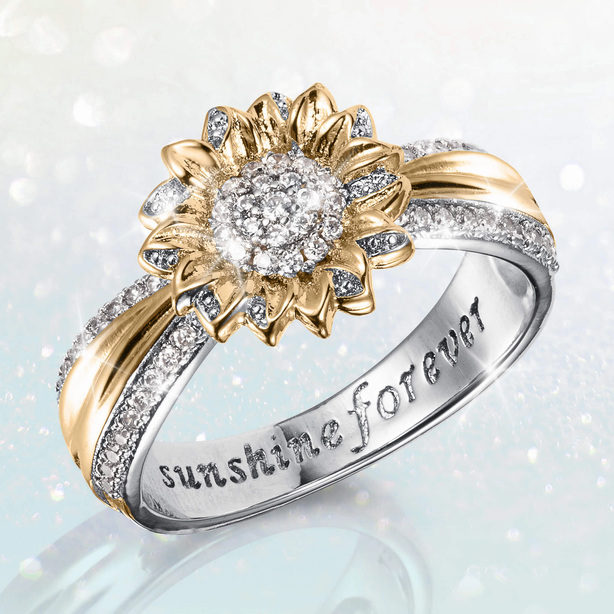 Sunlit Sunflower Trio Ring