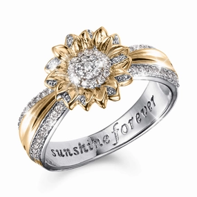 Sunlit Sunflower Trio Ring