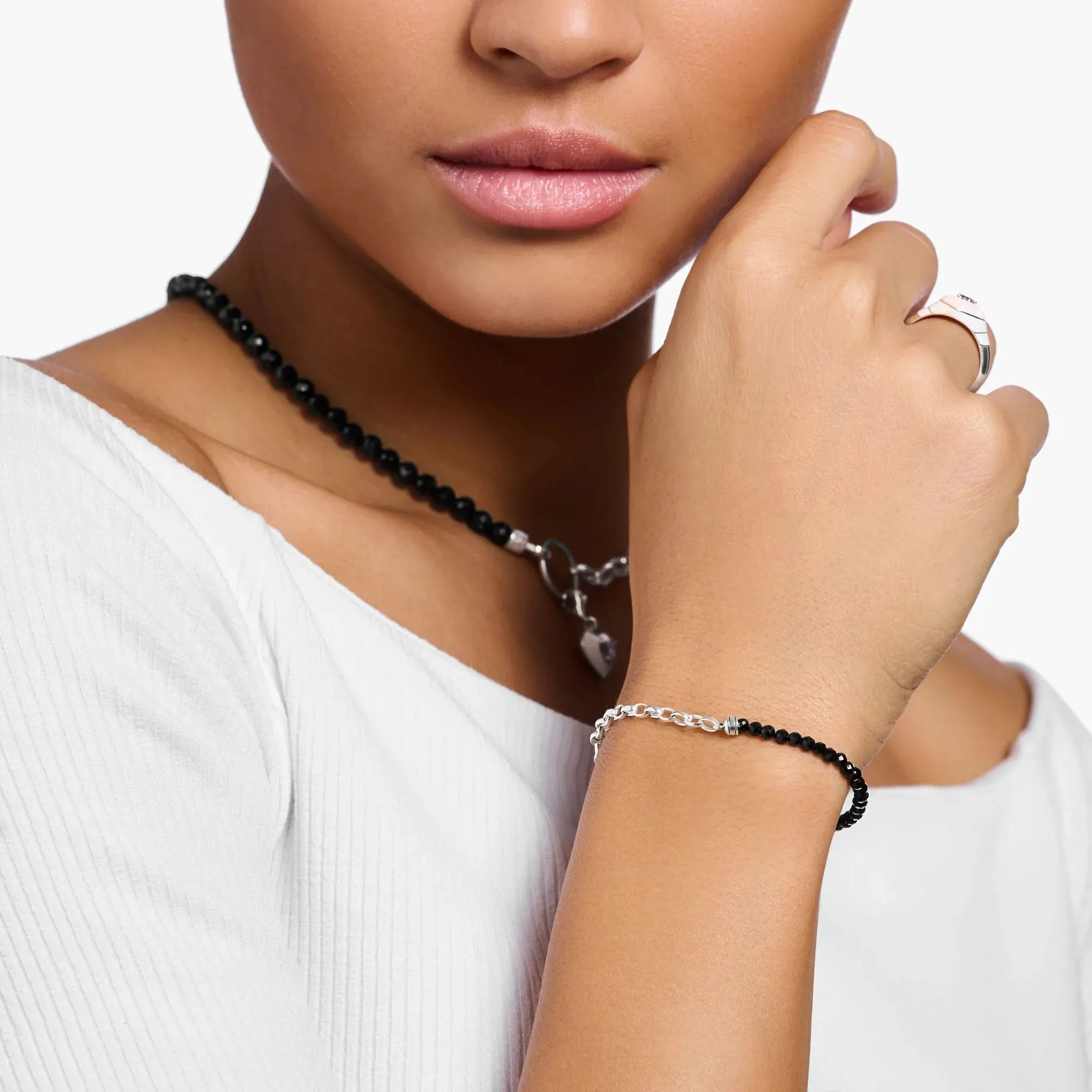 THOMAS SABO Chain Onyx Bead Bracelet