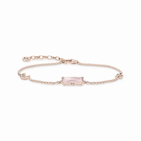Thomas Sabo Bracelet Pink Stone with Moon & Star Rose Gold