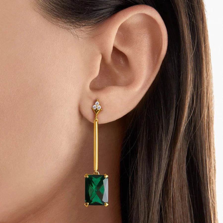 Thomas Sabo Earring Green Stone Gold TH2176GY