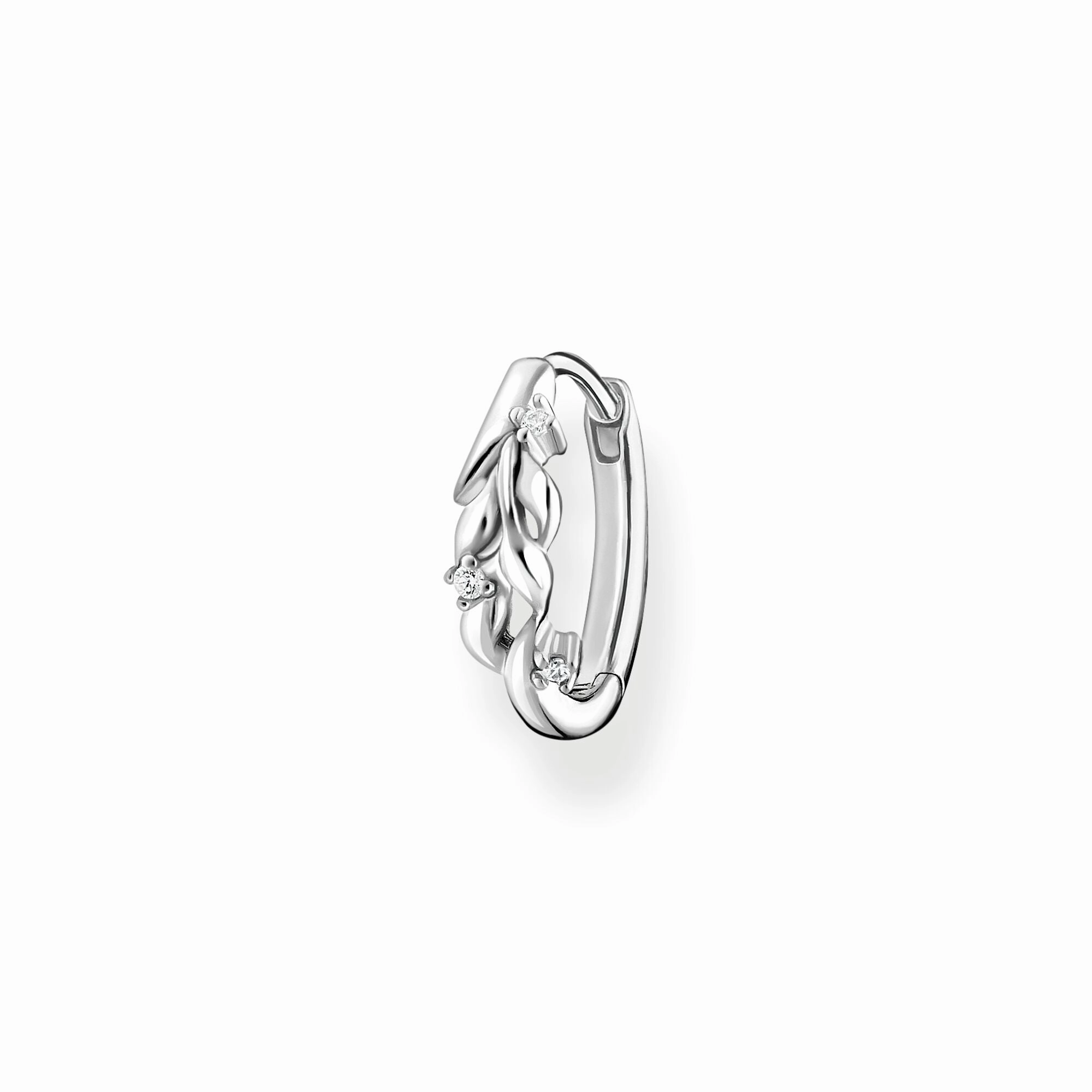Thomas Sabo Single hoop earring leaves white stones silver