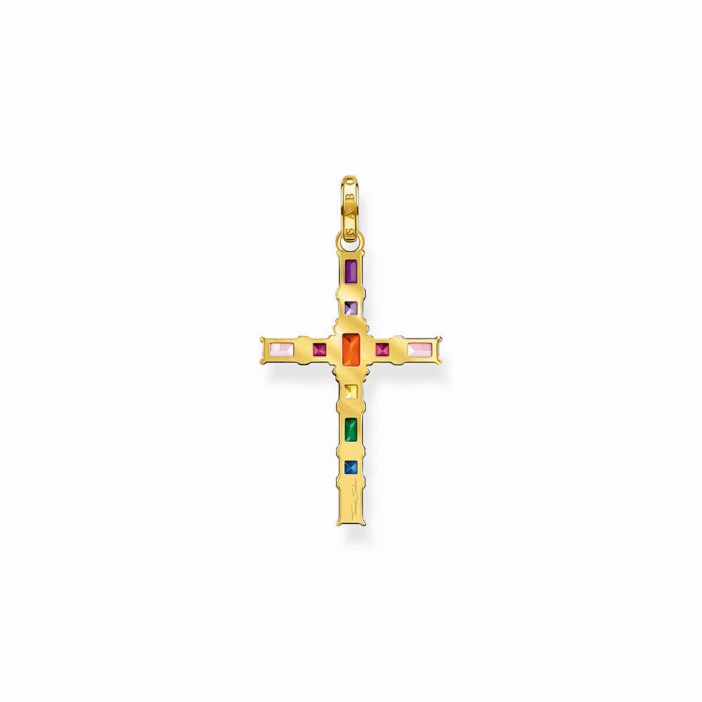 Thomas Sabo Sterling Silver Gold Plated Rainbow Heritage Deco Cross