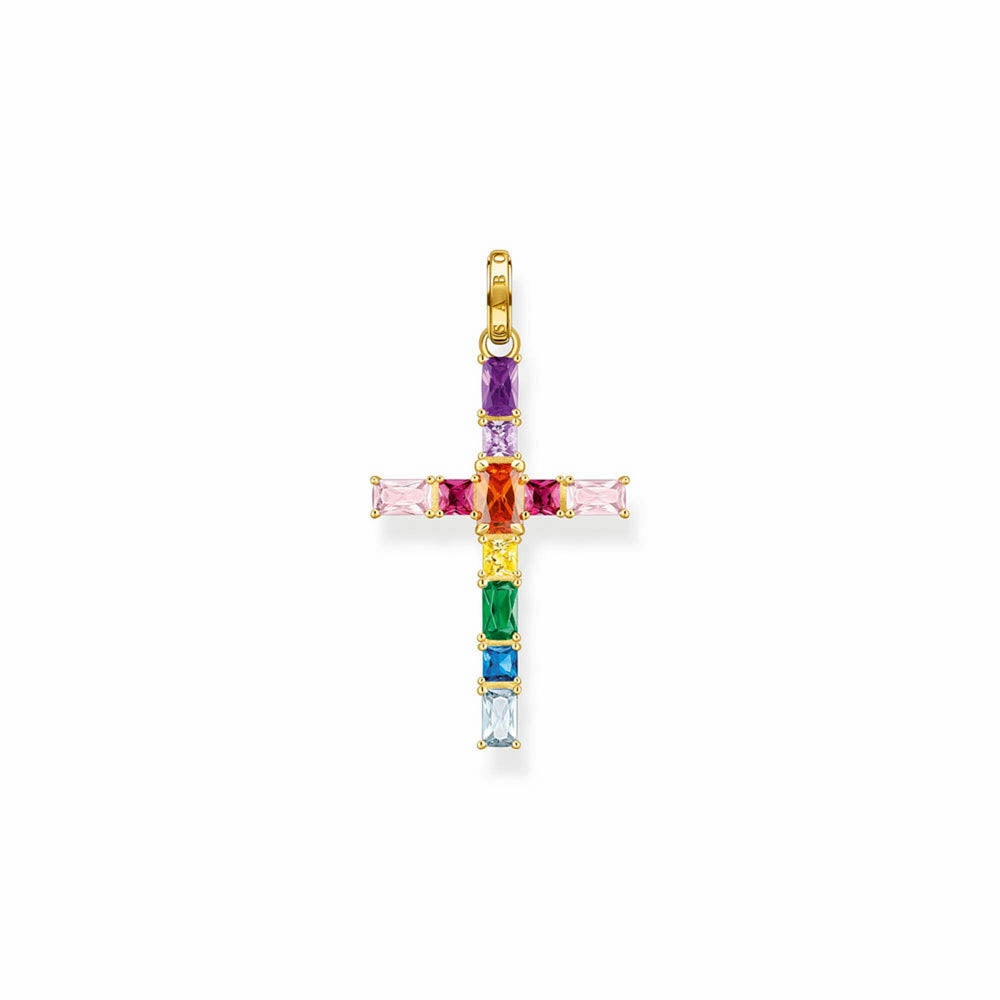 Thomas Sabo Sterling Silver Gold Plated Rainbow Heritage Deco Cross