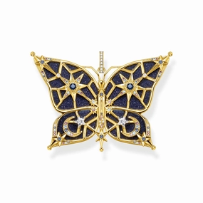 Thomas Sabo Sterling Silver Yellow Gold Plated Magic Stars Blue Butterly Pendant
