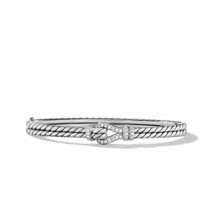 Thoroughbred Loop Bracelet in Sterling Silver with Pave Diamonds
