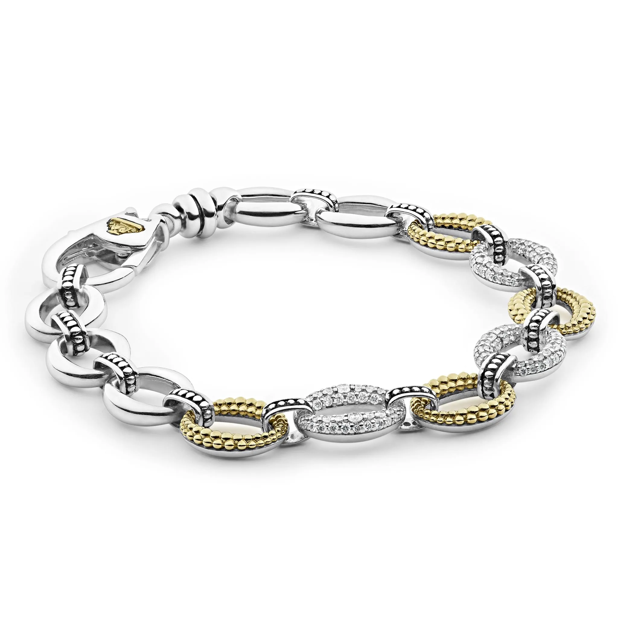 Three Station Diamond Link Bracelet