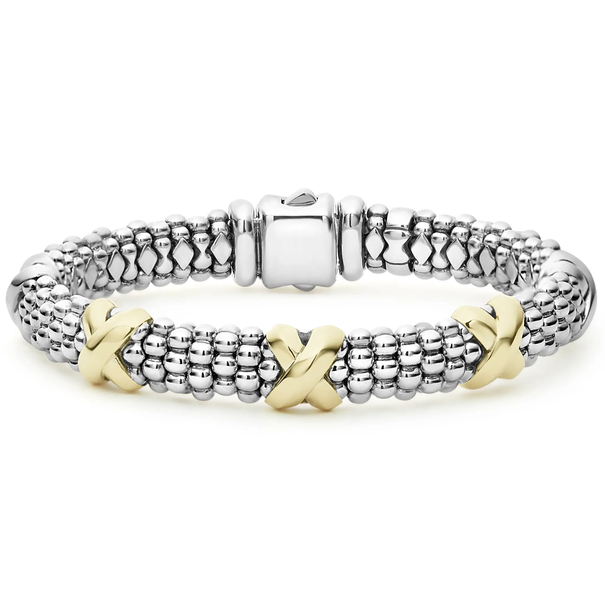 Three Station X Caviar Bracelet | 9mm (Size M)