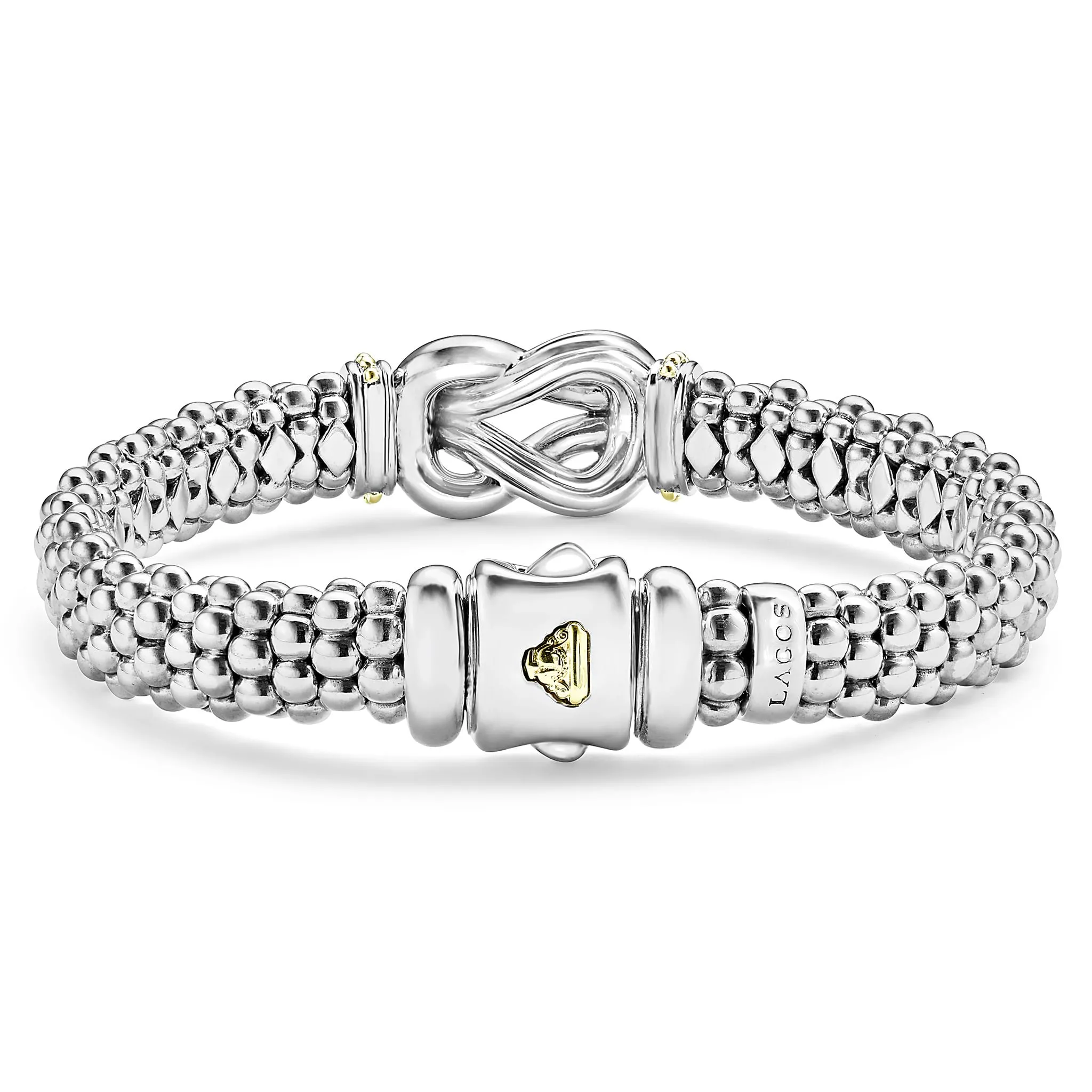 Two Tone Knot Caviar Diamond Bracelet | 9mm (Size M)
