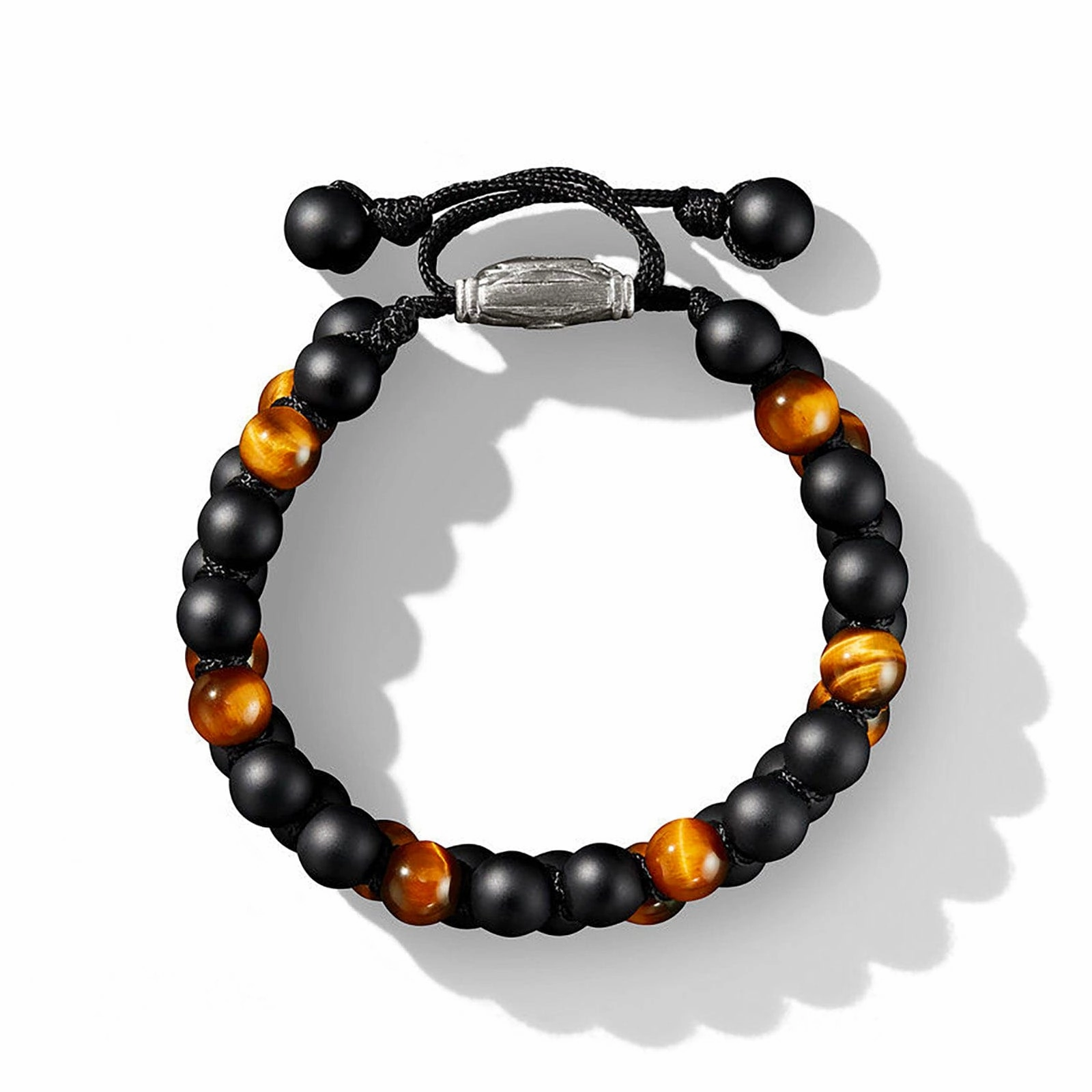 Woven Double Row Spiritual Bead Bracelet in Black Onyx & Tiger's Eye