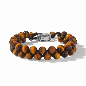 Woven Double Row Spiritual Bead Bracelet in Tiger's Eye